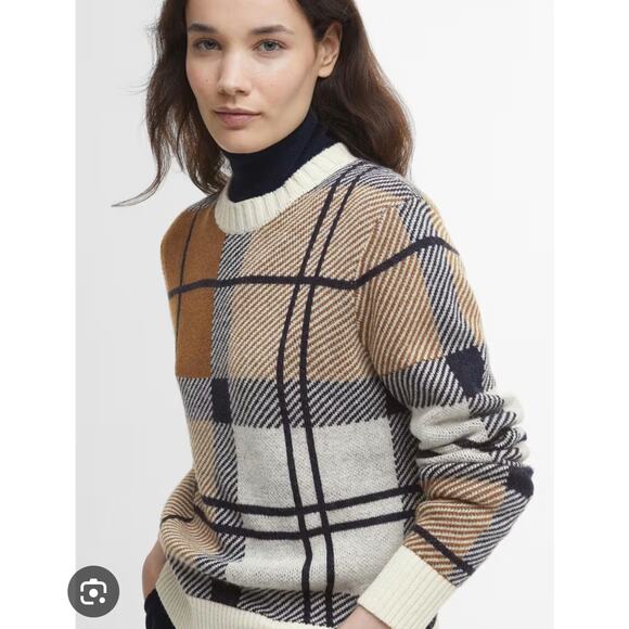 Barbour Bridgitte Tartan Plaid Knit Sweater Size 8 - Picture 1 of 8